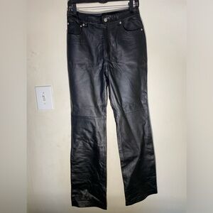 Black leather pants. Straight Leg. Size 6.